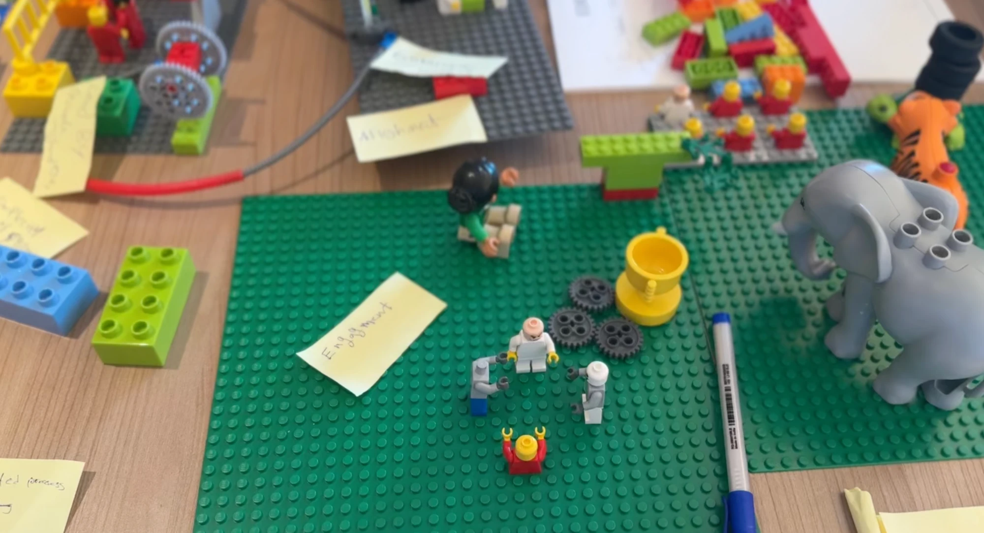LEGO session with engagement sticky notes
